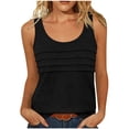 thumbnail image 5 of AKOEE Summer Tank Tops Women Loose Fit Casual Basic Tees Crewneck Sleeveless Plain Tshirts with Pleats (XL, Black), 5 of 7