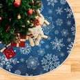 thumbnail image 5 of FMSHPON Winter Snowflake Blue Xmas Christmas Tree Skirt Stand Mat for Holiday Party Decoration Indoor Outdoor 48 inches, 5 of 6