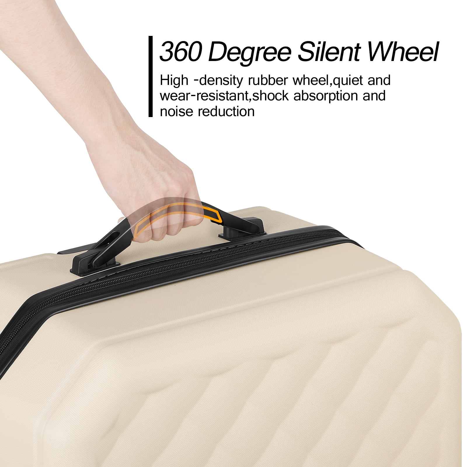 Luggage 3-Pieces Set ABS Durable Suitcase Beige 20"24"28"