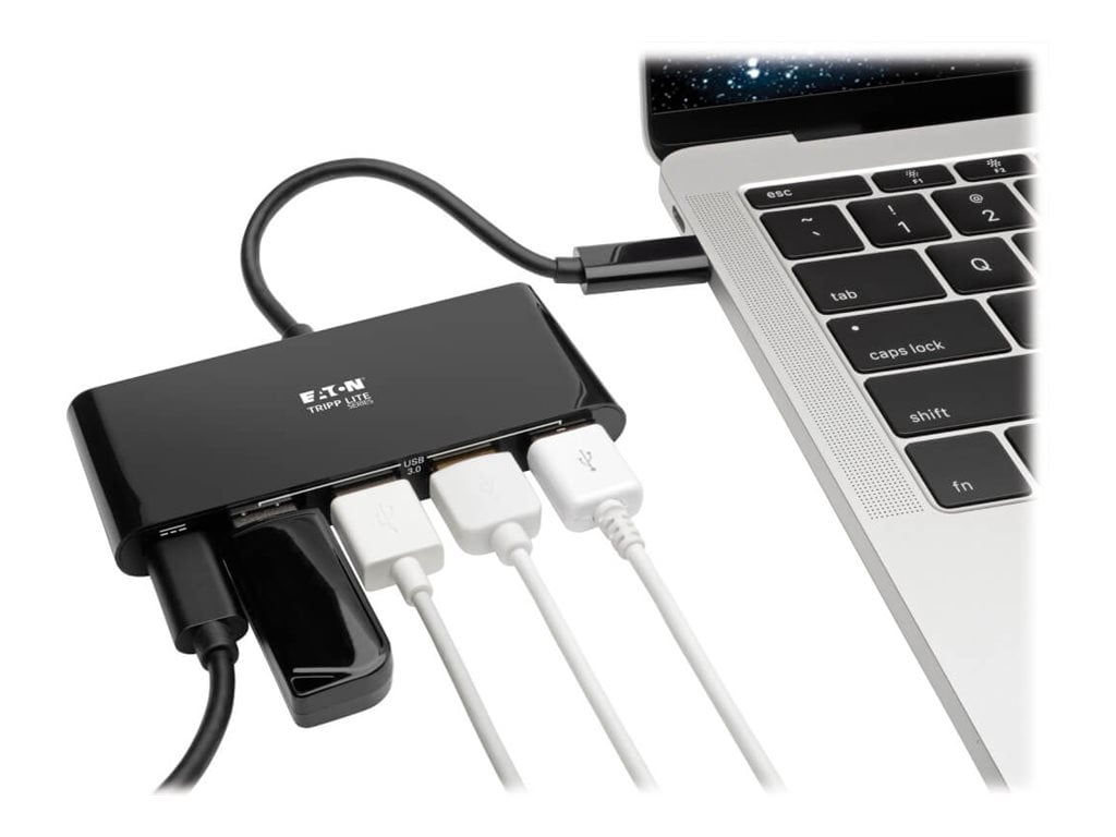 Tripp Lite USB-C Hub Adapter w 4x USB-A & USB Type C PD Charging