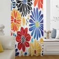 thumbnail image 6 of Ethnic Spring Floral Sheer Curtains 45 Inches Long, Summer Colorful Botanical Light Filering Curtains, Breathable Simi Curtain Privacy Drapes for Kitchen Bathroom Lightweight Small Window Treatment, 6 of 9