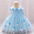 thumbnail image 4 of AUNVITO Baby Sleeveless Princess Dress Strappy 3D Tulle Party Gown Baptism Ceremony Formal Attire Elegant, 4 of 9