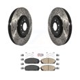thumbnail image 1 of Transit Auto Front Coated Drilled Slotted Disc Brake Rotors and Ceramic Pads Kit for Car 2014-2023 Jeep Cherokee with Dual Piston Caliper KDA-100544, 1 of 11