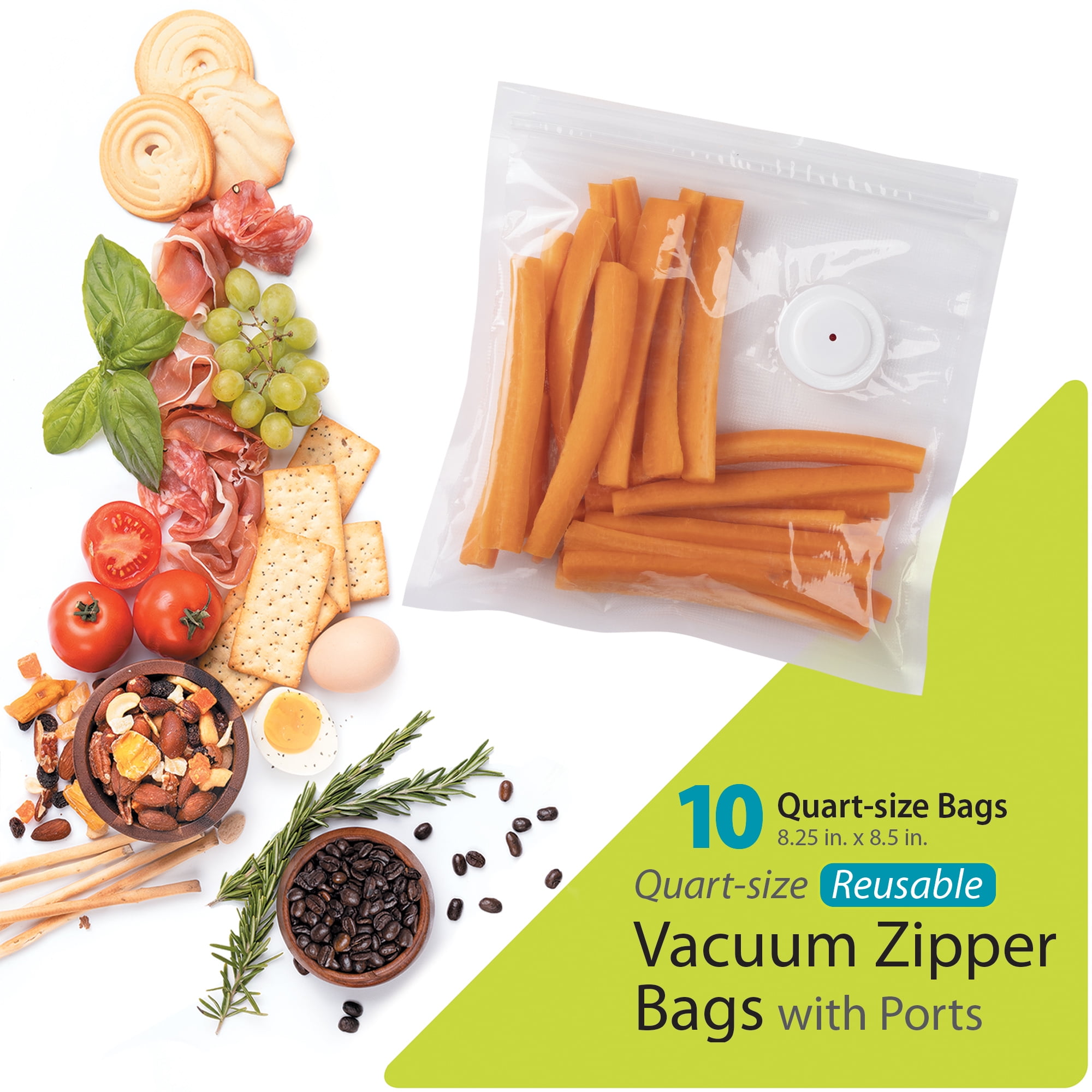 FreshDaddy™ Gallon-size Reusable Vacuum Zipper Bags with Ports for