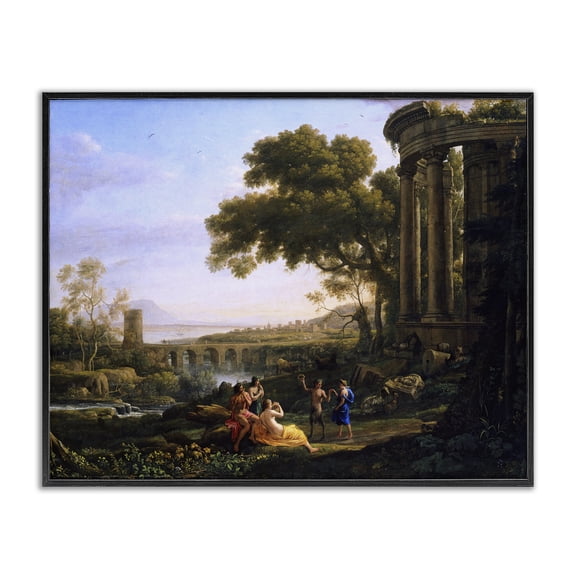 Stupell Industries Classic Nymph & Satyr Dancing Landscape & Nature Painting Black Framed Art Print Wall Art, 14 x 11