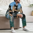 thumbnail image 7 of Honeii Two Brave Cats Are Floating On The Sea Iceberg Pattern Mens Pajamas Set,2pcs Men's Lounge Long Sleeve Sleep Shirt and Pajama Bottoms Sleepwear Set,Mens Pjs Sets-XX-Large, 7 of 7