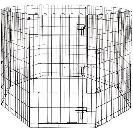 Foldable Metal Pet Dog Exercise Fence Pen With Gate - 60 x 60 x 42 Inches
