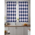 thumbnail image 2 of 4th of July Curtains 45 Inch Length,Sheer Curtains for Bedroom Living Room Window Independence Day Blue White Plaid Red Star Rod Pocket Drapes Kitchen Curtains Small Half Window 52"x45" 2 Panels, 2 of 6
