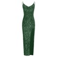 thumbnail image 3 of WEAIXIMIUNG Carnaval Femme Décolleté Profond Paillettes Portefeuille Froncé Sans Manches Robe de Soirée de Boîte de Nuit, 3 of 5