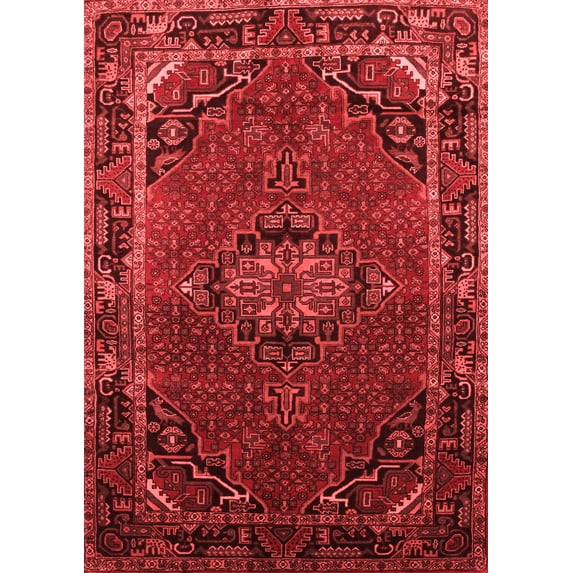 Ahgly Company Indoor Rectangle Medallion Red Traditional Area Rugs, 8' x 12'