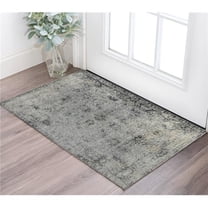 HomeRoots 570814 2 x 3 ft. Gray & Black Floral Medallion Rectangle Area Rug