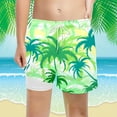 thumbnail image 2 of Bainana Shorts For Boys Child Coconut Print Elastic Waist Straight Leg Shorty Leisure Soft Kids Summer Beach Wear 14-16 Years Green, 2 of 4