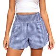 thumbnail image 2 of Tumotour Plus Size Summer Board Shorts for Women's High Waist Elastic Wide Leg Jogging Shorts Casual Plaid Beach Shorts with Pocket, 2 of 10