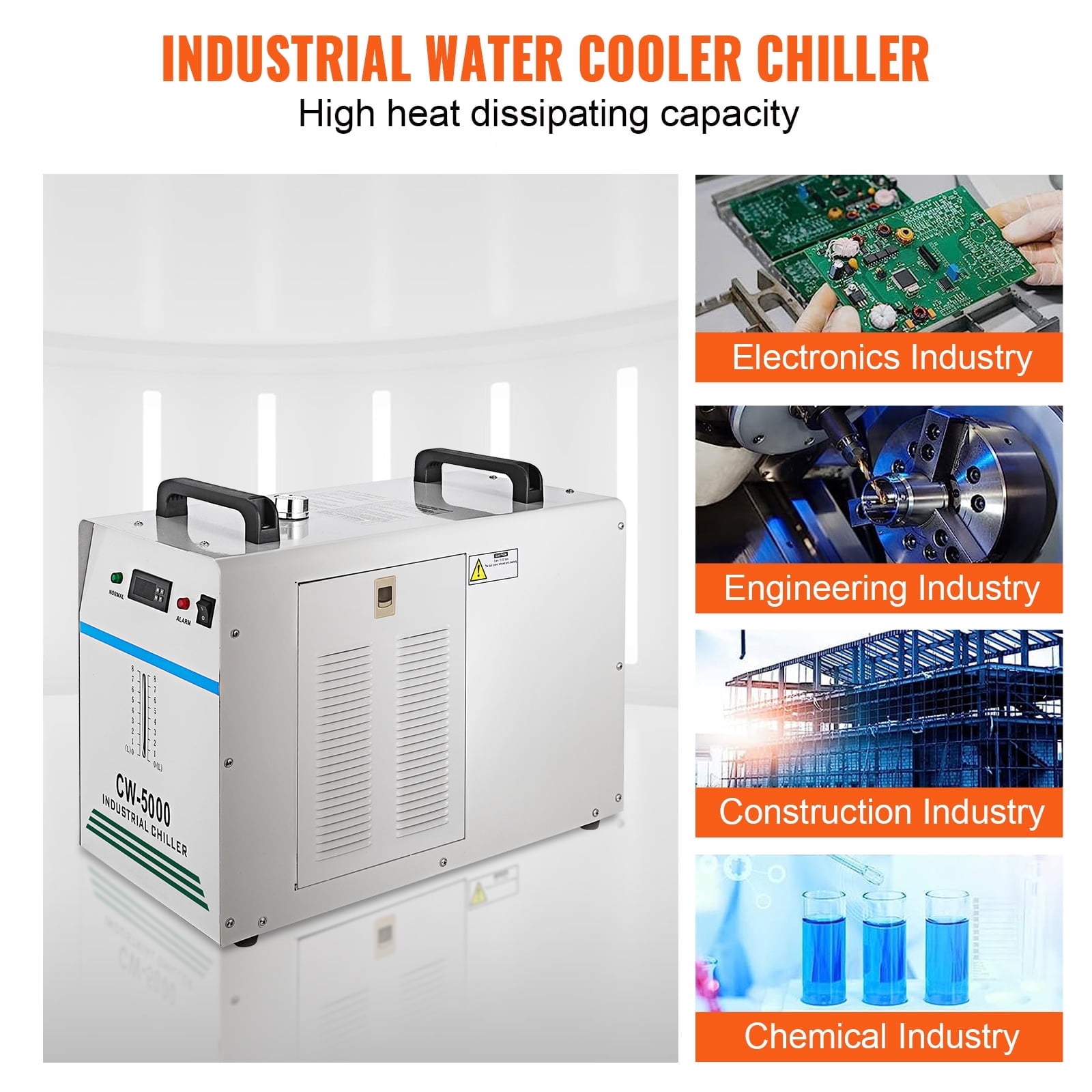 Water Chiller,CW-Industrial Water Chiller 7L,Water Cooling System,Thermolysis Type Water Cooling Chiller Machine for 60W 80W Laser Engraving Machine (CW-5000W)