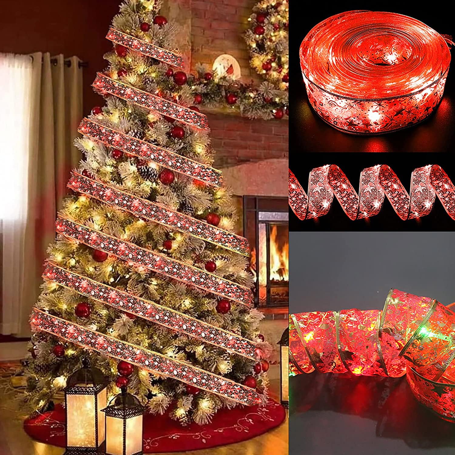 Jaraliny 16FT Garland String Lights Christmas Ribbon Fairy Lights LED