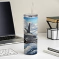 thumbnail image 4 of F-35 Lightning II Plane in Flight US Air Force Navy Marines 20oz Insulated Water Bottle Skinny Tumbler Includes Straw, 4 of 7
