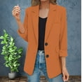 thumbnail image 2 of Pyhlmscde Button Down Shirt, Early Fall Fashion, Lightweight Cardigans for Women, Womens Casual Jacket Pockets Long Sleeve Front Work Lapel Jacket Orange L, 2 of 9