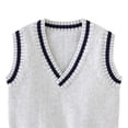 thumbnail image 4 of Fesfesfes Kids Unisex V-Neck Knit Vest with Contrast Stripes, Cotton Sweater Vest for Boys and Girls Ages 1-15 Years, 4 of 4