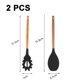 thumbnail image 2 of Utensilios de cocina con mango de madera de silicona, 2 uds., utensilios de cocina con mangos de madera, herramientas para utensilios de cocina resistentes al calor, 2 of 5