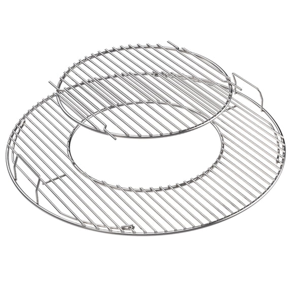 21.5 Inch Stainless Steel Hinged Grill Grate for 22.5 Inch Weber Kettle Charcoal Grills, Dual-Tier Round Cooking Grate Set, Replacement Grill Parts with Removable Inner Grate for BBQ Grilling Accesso