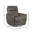 thumbnail image 2 of OakvillePark Ashwyn Bay Leather Match Swivel Glider Reclining Chair, Dark Brown, 2 of 13