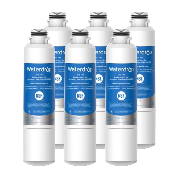 Waterdrop DA29-00020B NSF 53&42 Certified Refrigerator Water Filter, Replacement for Samsung DA29-00020B, HAF-CIN/EXP, 6 Filters(Packaging may be varied)