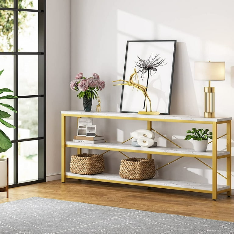 Extra long on sale gold console table
