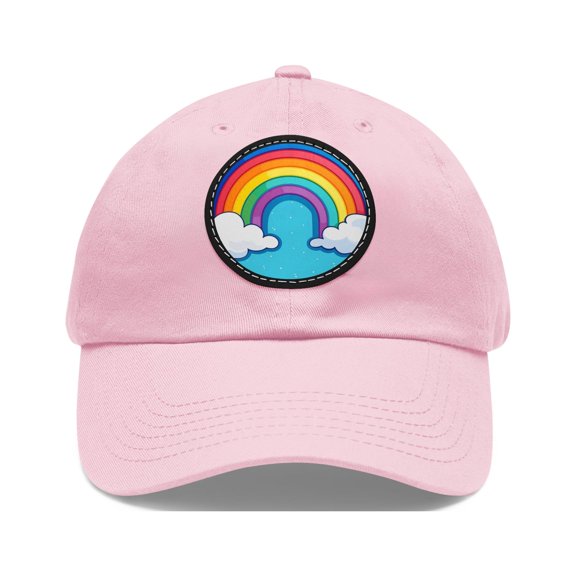 Rainbow Hat Cap Strap Back Dad Hat with Round Patch