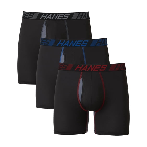 Pack de ropa interior Hanes Total Support Pouch para hombre, negro, S x3