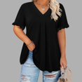thumbnail image 2 of Wlynlyn Plus Size Tops for Women Dressy Casual Blouses Ruffle Short Sleeve V Neck Tunic Tops(XX-Large), 2 of 7