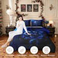 thumbnail image 4 of Manfei Aesthetic Tiger Full Size Comforter Sets, Valentine's Day Rose Bedding Comforter Set, Navy, Black Reversible, 3 Pieces, 1 Comforter and 2 Pillowcases, 4 of 7