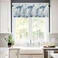 Window Valance Curtain for Kitchen, Retro Summer Ocean Sea Turtle Coral