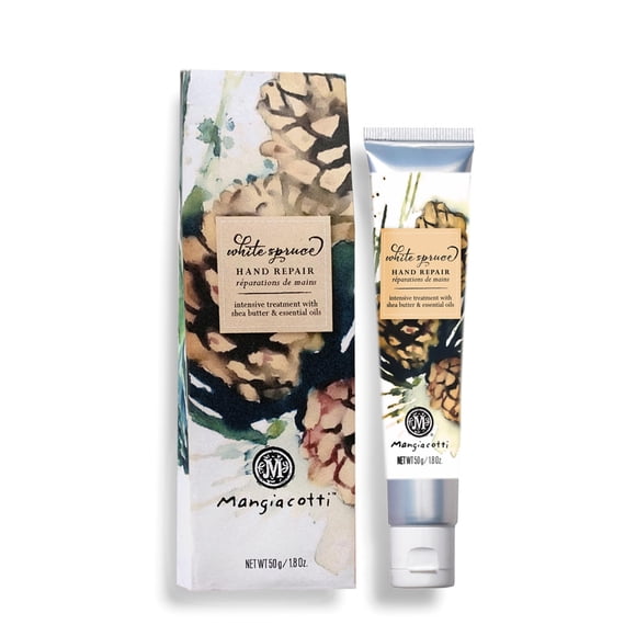 Mangiacotti Crema reparadora de manos – Manteca de karité y manzanilla hidratante de rápida absorción para manos secas fabricado en Estados Unidos 1.8 oz abeto blanco