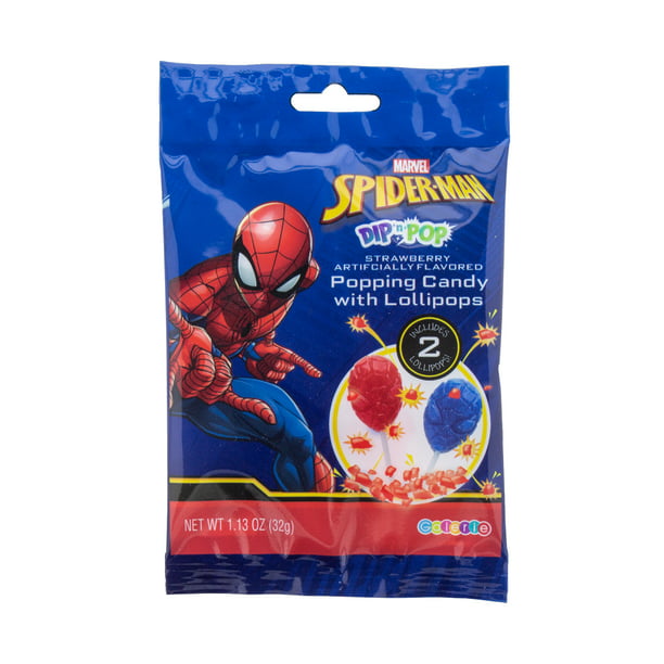 Spiderman Dip 'n' Pop, Popping Candy with Lollipops, 1.13 oz - Walmart.com
