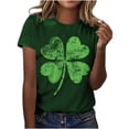 thumbnail image 6 of mihongmao Shamrock Print T Shirts for Women Ladies and Gentlemen's Casual St. Patrick Print Short Sleeved Round Neck Top Green L, 6 of 7