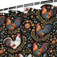 thumbnail image 3 of Rooster and Foliage Black Pattern Modern Waterproof Shower Curtain Set with 12 Hooks, Washable Decorative Bathroom Shower Curtain, 3 of 6