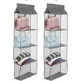 thumbnail image 2 of 2 Pack Hanging Purse Organizer Handbag for Closet Visible Handbag Organizer with 3/4 Pockets Hanging Shelf Bag with Metal Hook Closet Purse Storage Bag Foldable Purse Bag Organizer for Wardrobe Closet, 2 of 10