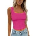 thumbnail image 2 of Crop Tank Tops for Women Womens Cotton Ribbed Square Neck Tank Top Basic Backless Sleeveless Summer Shirt Tank Top, 2 of 4