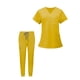 thumbnail image 2 of Uniformes Conjunto de trabajo Ropa de trabajo Enfermera Top Pantalones Manga corta Trajes de trabajo de enfermería, Amarillo S, 2 of 9