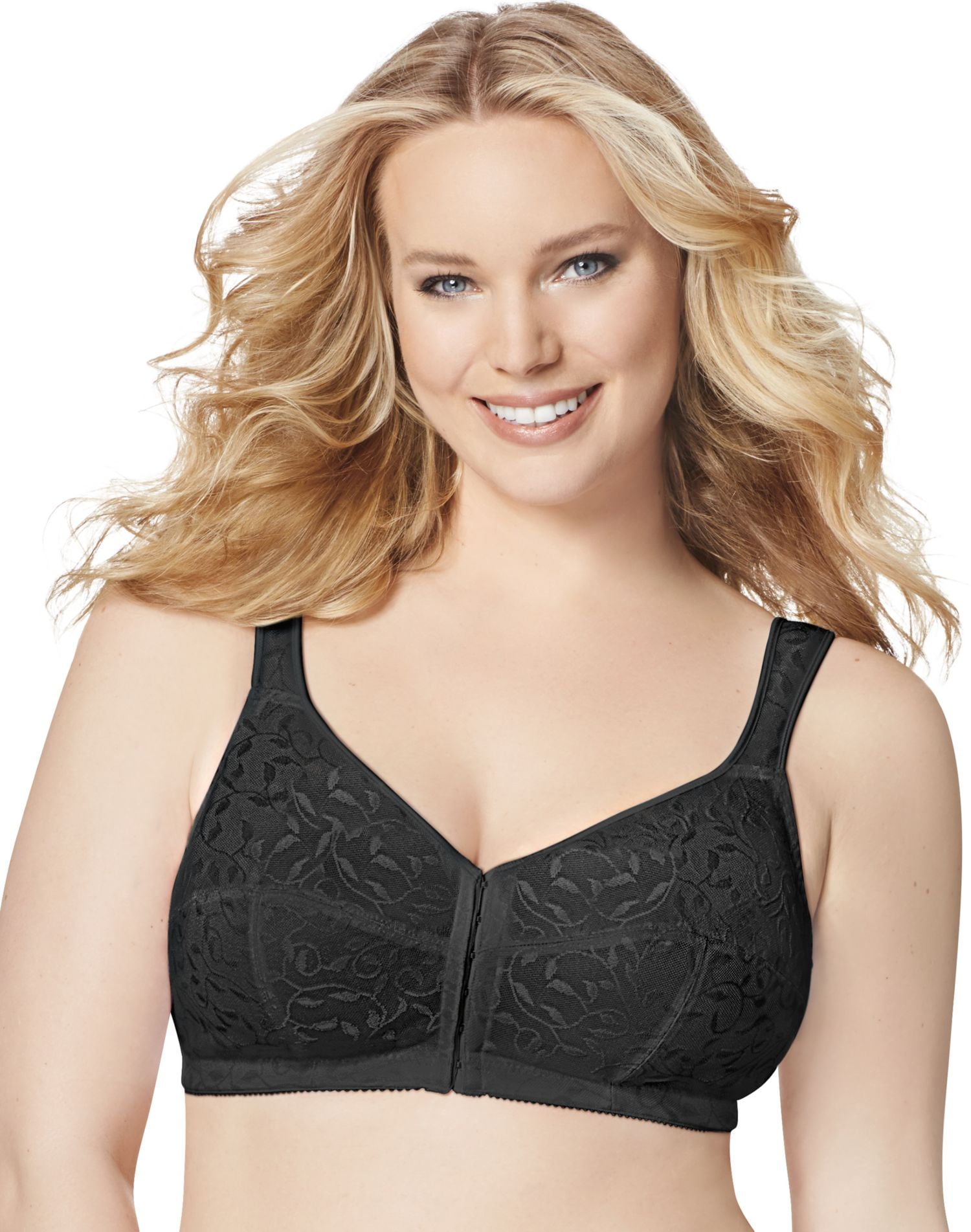 Just My Size Women`s Front Close Wirefree Bra BestSeller, 46D, Black