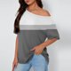 thumbnail image 2 of Tops de Manga Corta para las Mujeres Cuello Inclinado de Ajuste Suelto Casual Blusa Deportiva para el Hogar, Top de Poliéster Relajado para Primavera Verano Diario Y Entretenimiento, 2 of 6