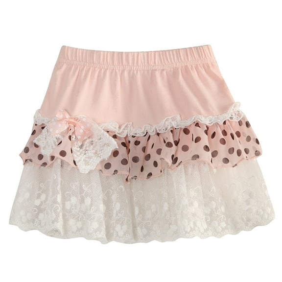 Richie House Girls' Multi-Layered Skirt with Lace, Bow and Pearl Accents RH0285