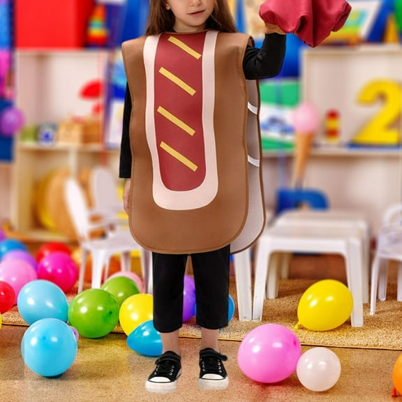freneci Hot Dog Costume for Kids Reusable Prop Portable Halloween Costume Boys Girls XL