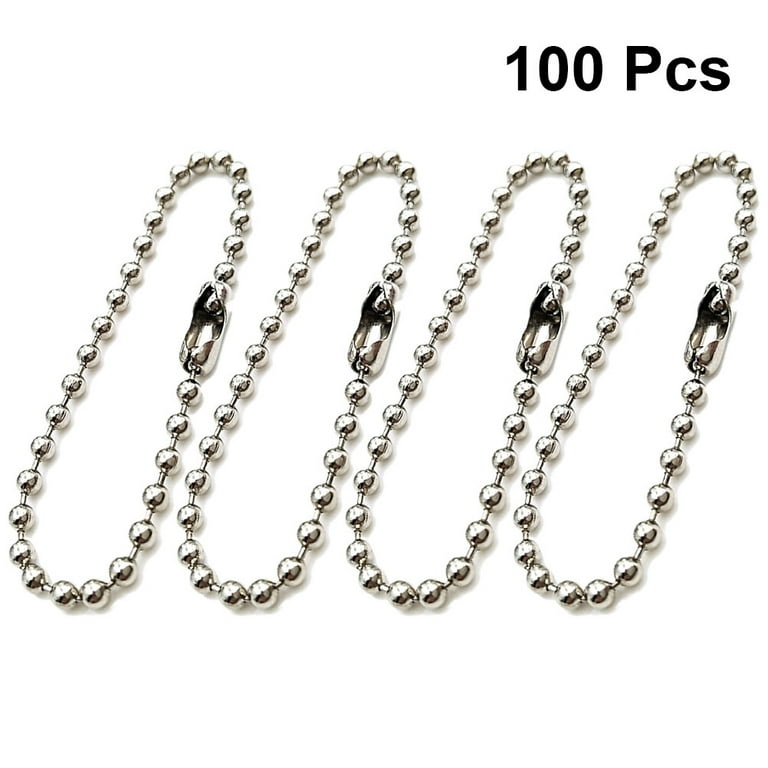 100pcs Long Bead Connector Clasp Ball Chain Keychain Tag Key