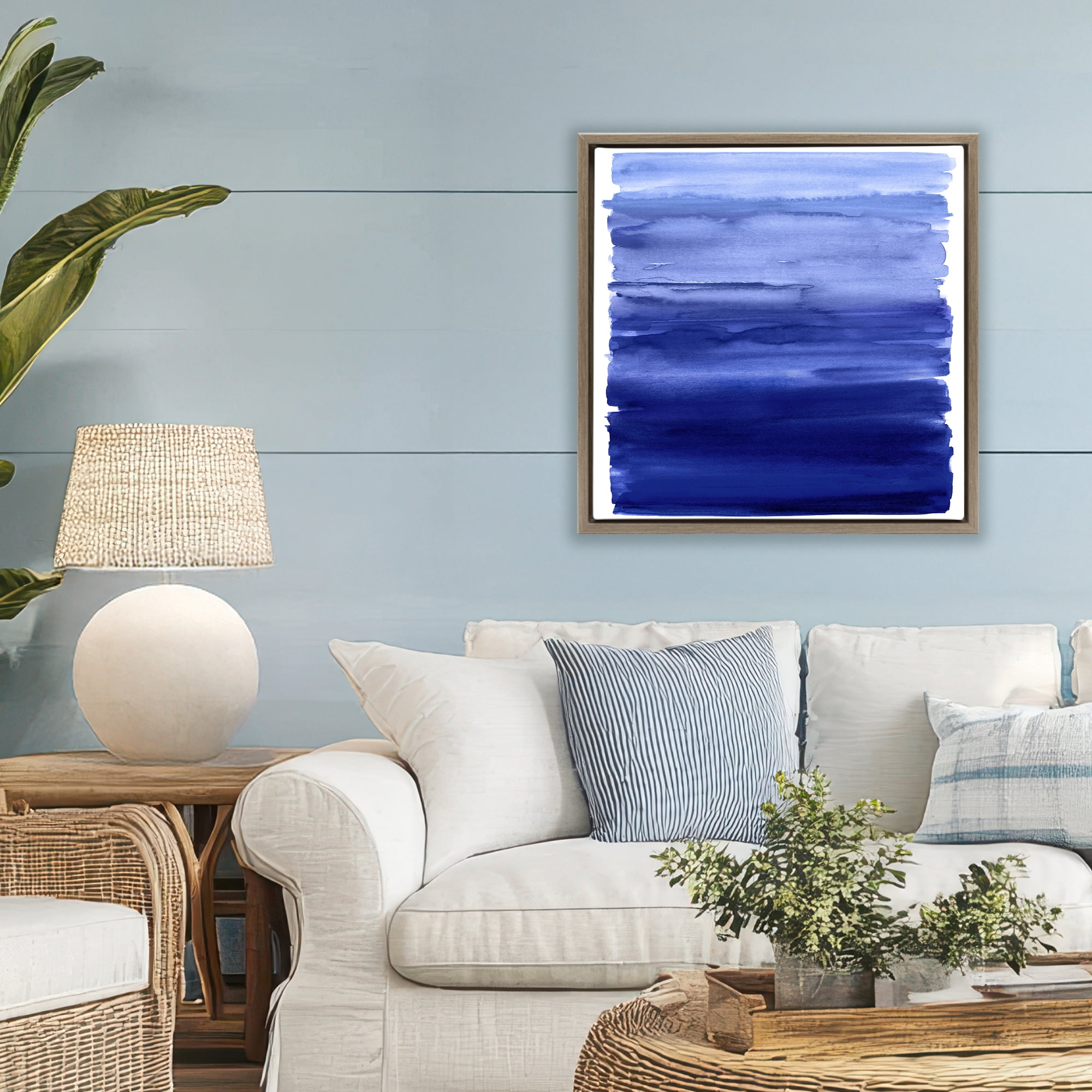 Stupell Industries Indigo Ombre Gradient Brown Framed Floater Canvas Wall Art, design by Allie Corbin