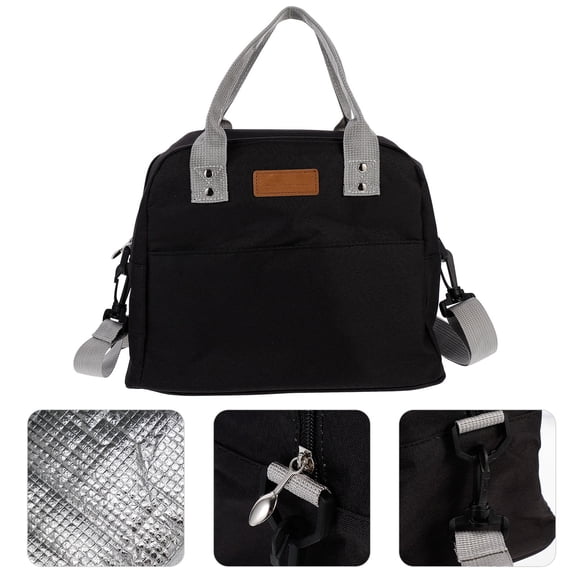 LOLIPPYY Lightweight Black Insulated Lunch Bag Portable Bento Box Holder for Work, Travel, and Daily Use