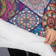 thumbnail image 3 of Oversized Wearable Blanket Hoodie,Multicolor Ethnic Mandala Pattern Sherpa Blanket Hoodie with Super Pockets,Super Warm Fuzzy Pullover for Women & Men, 3 of 6
