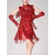 thumbnail image 1 of Vestido De Tirantes Vestido ceñido al cuerpo con borlas Traje de club nocturno sin mangas ajustado para mujer (Rojo M) Kuymtek para Mujer Rojo T M, 1 of 6