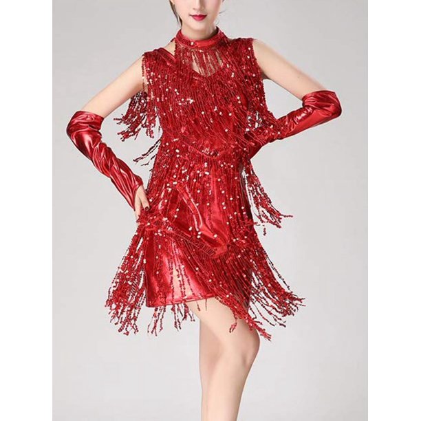 Vestido De Tirantes Vestido ceñido al cuerpo con borlas Traje de club nocturno sin mangas ajustado para mujer (Rojo M) Kuymtek para Mujer Rojo T M