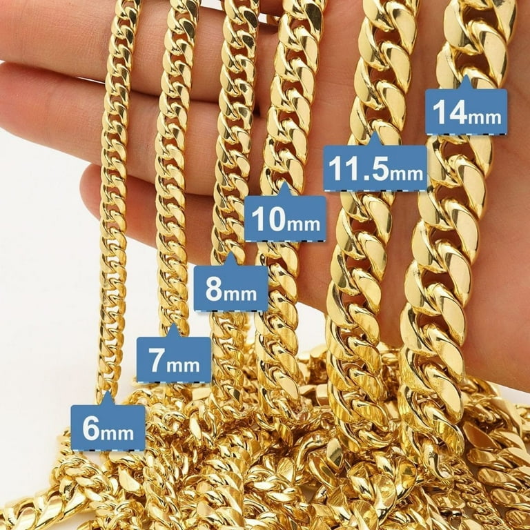 10K Yellow Gold Hollow 7.5mm Miami Cuban Link Chain Necklace 24